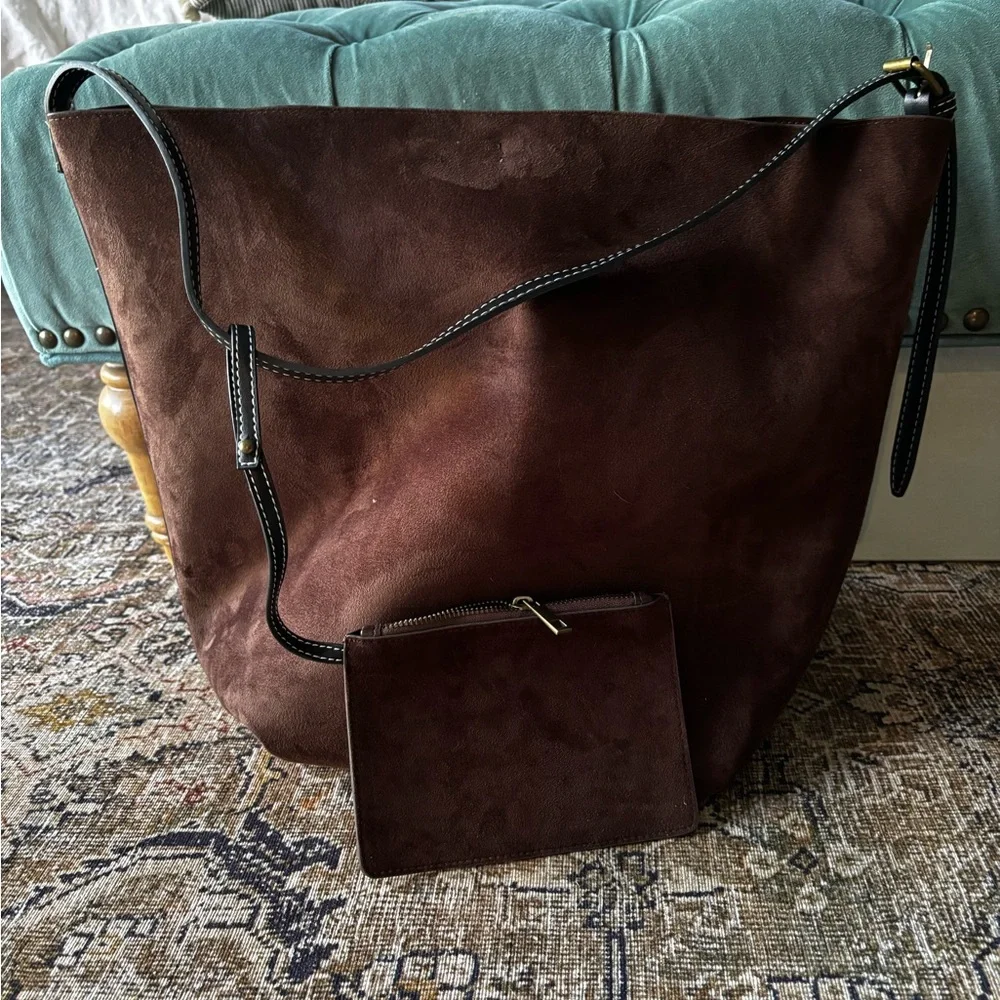 GAP Brown Vegan Suede Bucket Hobo Bag